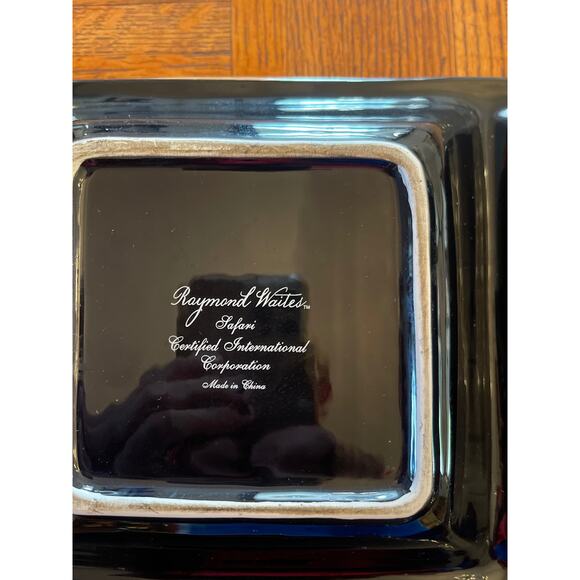 Raymond Waites " SAFARI " 15 " square 4 section condiment appetizer platter - Picture 7 of 9